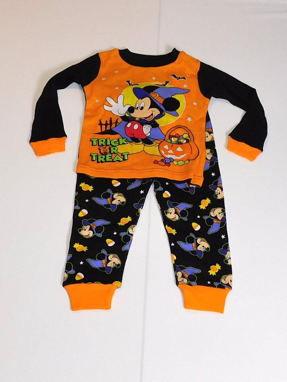 Toddler 2T Halloween Mickey Mouse Pajamas Pjs Unisex Disney 2pce Long Sleeve NEW